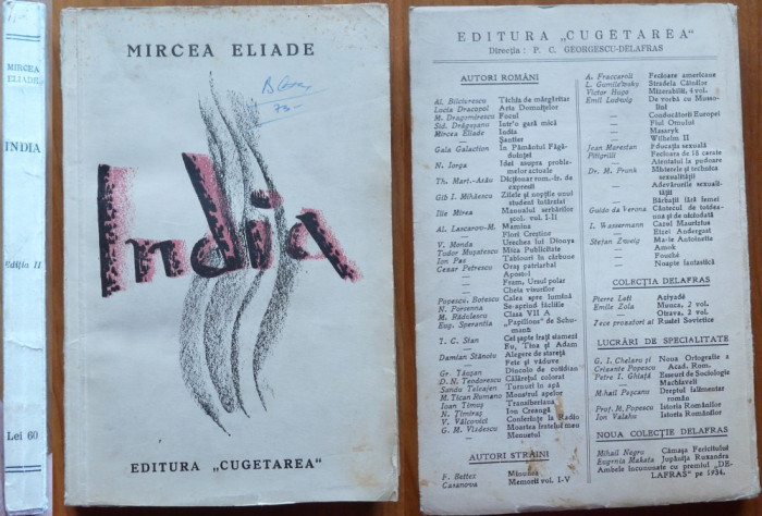 Mircea Eliade , India , Editura Cugetarea , 1935
