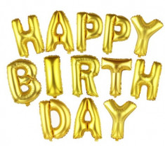 Set baloane folie aurii Happy Birthday / La multi ani foto