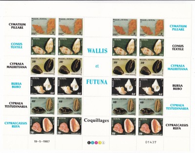 Wallis si Futuna 1987 fauna marina MI 530-35 kleib. mare MNH w33 foto
