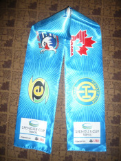 Esarfa Club Hokey - Davos Spengler Cup Canada -cu embleme sponsori ,142 cm foto