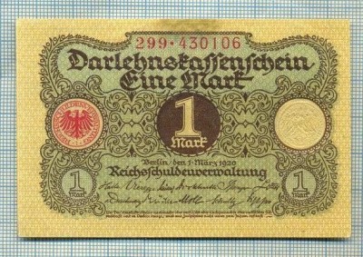 A 980 BANCNOTA- GERMANIA - 1 MARK -ANUL 1920 -SERIA430106 -starea care se vede foto