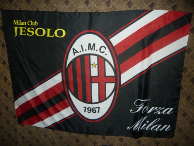 Steag Echipa de Fotbal A.C.Milan , matase , dim.= 142 x 95 cm foto