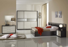 Dormitor Lory Bianco, sifonier 3 usi glisante, pat 160x200cm, import Italia foto