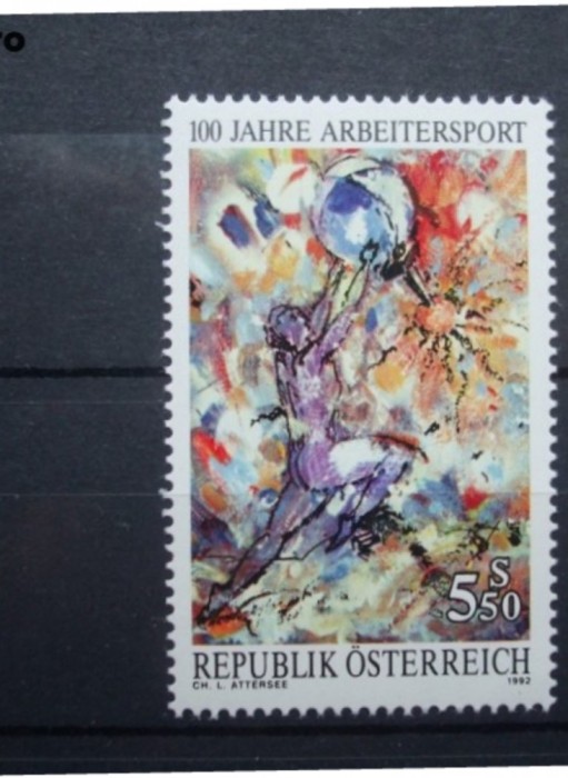 AUSTRIA 1992 – PICTURA SPORT, timbru nestampilat, B14 AUSTRIA 1992 – PICTURA SPORT, timbru nestampilat, B14