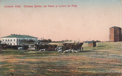 BUCOVINA , BASARABIA , CETATEA ALBA. CETATEA STEFAN CEL MARE SI LICEUL DE FETE foto