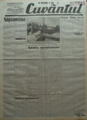 Cuvantul, ziar legionar, 1 Mai 1933, articole Perpessicius, Mihail Sebastian foto