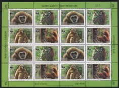 LAOS 2008 FAUNA PROTEJATA WWF GIBONI COTA MICHEL 55 EURO foto