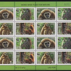 LAOS 2008 FAUNA PROTEJATA WWF GIBONI COTA MICHEL 55 EURO