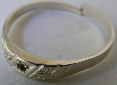 Inel vechi din argint cu piatra albastra (1) foto
