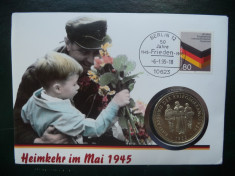 1995 Germania - FDC si medalie ( Heimkehrim Mai 1945 ). foto
