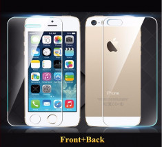 Folie FATA + SPATE protectie din sticla securizata Apple iPhone 5 5S foto