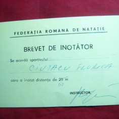 Brevet de inotator - Federatia Romana Natatie