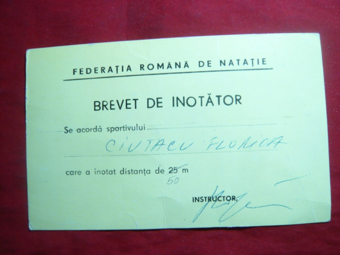 Brevet de inotator - Federatia Romana Natatie