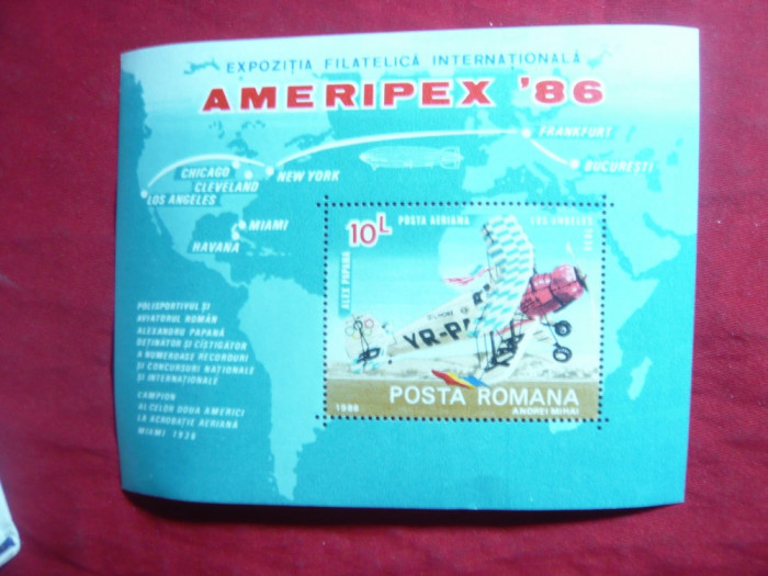 Colita Ameripex 1986 Romania - Avion