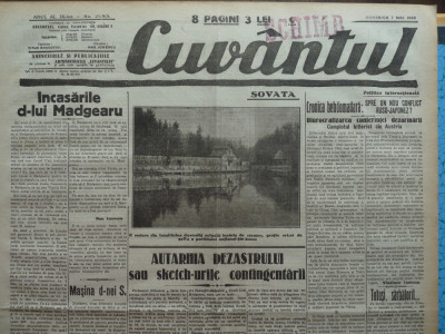 Cuvantul , ziar legionar , 7 Mai 1933 , articole Nae Ionescu , Perpessicius foto