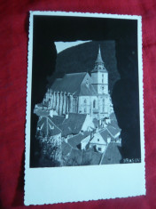 Ilustrata artistica Brasov - Biserica Neagra circulat 1942 , cenzurat Arad foto