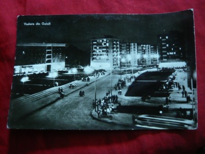 Ilustrata Vedere din Galati noaptea , circ. 1963 foto