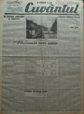 Cuvantul, ziar legionar, 4 Mai 1933, articole de Mihail Sebastian, Nae Ionescu, Petru Manoliu, Ion Calugaru foto