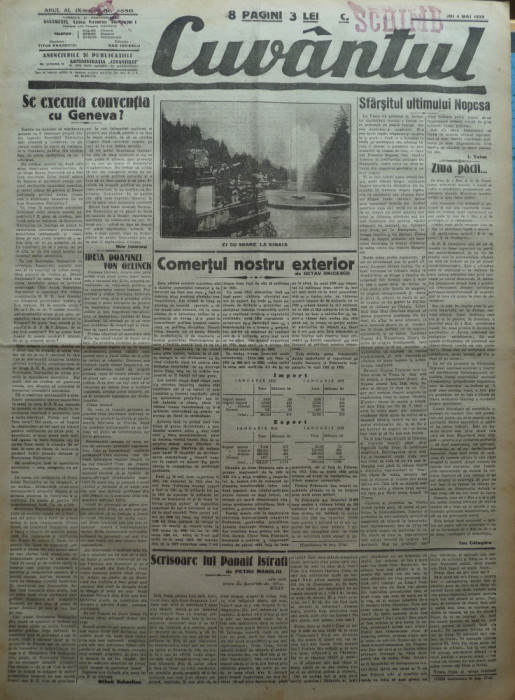 Cuvantul , ziar legionar , 4 Mai 1933 , articole Mihail Sebastian , Nae Ionescu