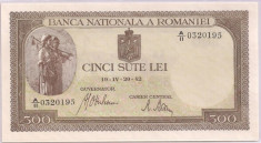 Bancnota 500 Lei 1942 (aprilie) UNC ! foto