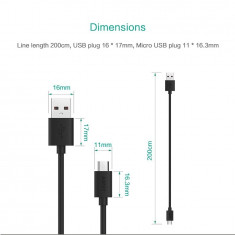 Cablu usb - micro usb 200cm, Hi-speed, AUKEY foto