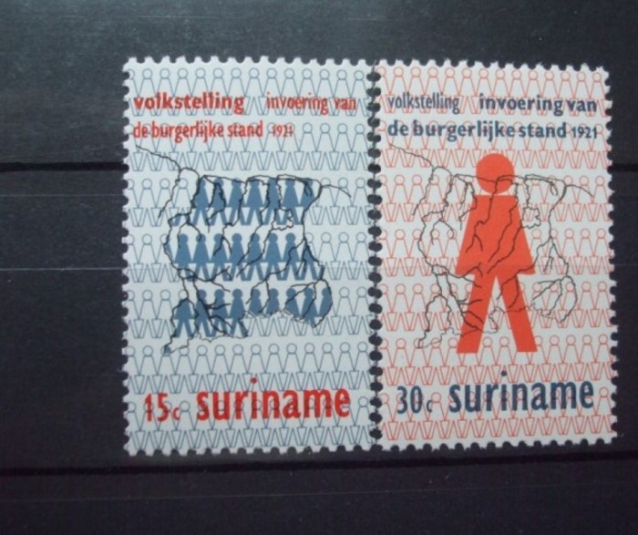 SURINAM 1971 &ndash; HARTA SI RECENSAMANTUL POPULATIEI, serie nestampilata, B16