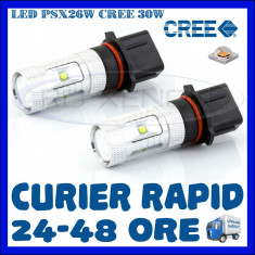 BEC AUTO LED PSX26W - CREE 30W DRL MARSARIER SEMNALIZARE POZITIE FRANA foto