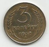 RUSIA URSS 3 COPEICI KOPEICI KOPEIKI 1957 [3] livrare in cartonas