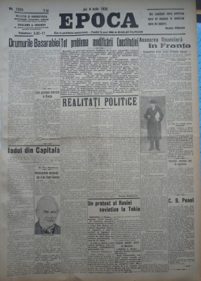 Epoca , ziar al Partidului Conservator ,4 Iulie 1935 , Vaida Voievod , Titulescu foto