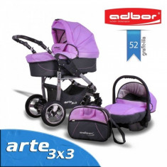 Carucior 3 in 1 Arte 3x3 Adbor 52 (Grafit cu Lila) foto