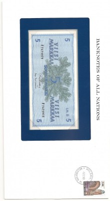 BANKNOTES OF ALL NATIONS FINLANDA 5 MARKKAA 1963 UNC foto