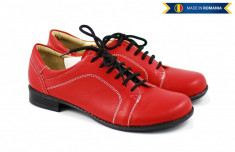 Pantofi rosii dama casual-eleganti din piele naturala - Cod: P53R foto