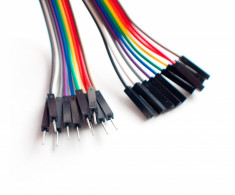 10 cabluri fire colorate dupont MAMA-TATA female-male Arduino breadboard 20cm foto
