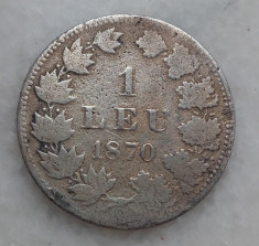 1 leu 1870 moneda argint Romania rara foto