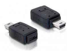 ADAPTOR USB MINI TATA&amp;gt; USB MICRO-B MAMA DELOCK 65155 foto