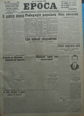 Epoca , ziar al Partidului Conservator , 21 Febr. 1935 , Hagi Mosco , Filipescu foto