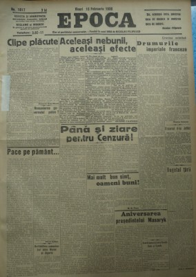 Epoca , ziar al Partidului Conservator , 15 Febr. 1935 , Hagi Mosco , Filipescu foto