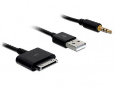 CABLU IPHONE/IPOD&amp;gt;USB 2.0+AUDIO 3.5MM CINCH 1M DELOCK 82703 foto