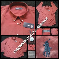 CAMASA BARBATI 5XL FIRMA RALPH LAUREN BURGUNDY FIRE ALBE 100% BBC MANECA LUNGA foto