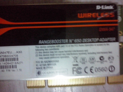 Placa Wireless desktop D-Link - DWA-547 foto