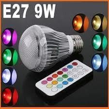 Bec Multicolor Economic LED 9 W - 16 culori diferite - Telecomanda - posibilitate modificare intensitate luminoasa - jocuri de lumini foto