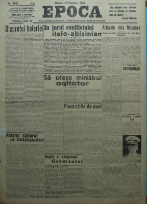 Epoca , ziar al Partidului Conservator , 20 Febr. 1935 , Hagi Mosco , Filipescu foto