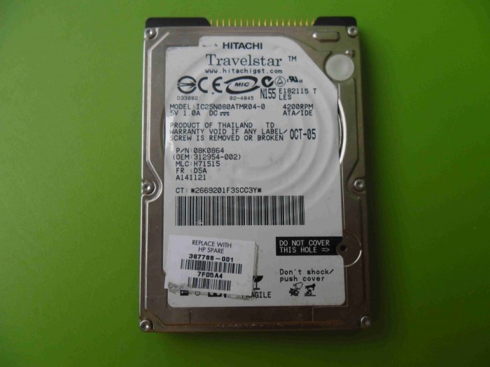 Hard Disk HDD laptop 80GB Hitachi Travelstar ATA IDE - DEFECT foto mare Hard Disk HDD laptop 80GB Hitachi Travelstar ATA IDE - DEFECT foto mare