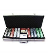 Set poker 500 jetoane + servieta metal + zaruri + carti buton dealer foto