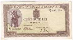 Bancnota 500 lei 2.IV.1941 filigran vertical (7) foto