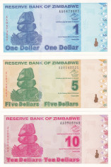 Bancnota Zimbabwe 1-500 Dolari 2009 - P92-98 UNC (set complet de 7 bancnote) foto
