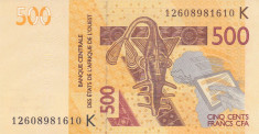 Bancnota Statele Africii de Vest ( Senegal ) 500 Franci 2012 -PNew UNC foto