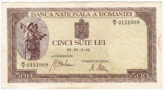 Bancnota 500 lei 2.IV.1941 filigran vertical (8) foto