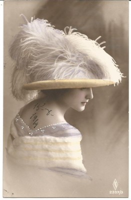 !!! VEDERE DOAMNA CU PALARIE - CIRCULATA SPANIA 1914 foto