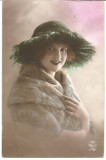 !!! VEDERE NOYER , DOAMNA CU PALARIE - CIRCULATA SPANIA cca. 1914, Printata